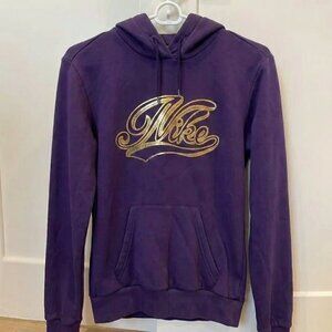 Nike Purple & Gold Graphic Print Pullover Hoodie Womens XS